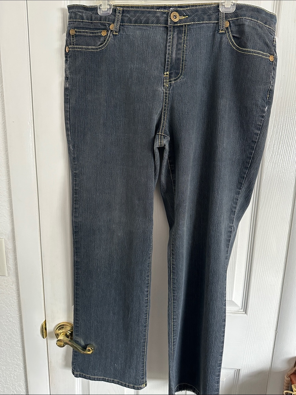 Baccini Women's Straight-Leg Jeans in Dark Gray with Contrast Stitching